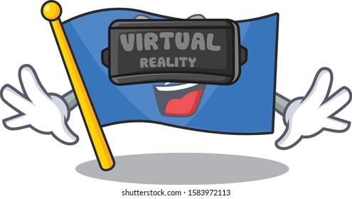 cool flag somalia character in Virtual reality headset