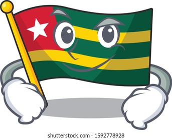 Cool flag togo Scroll mascot character with Smirking face