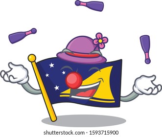 cool flag tokelau Scroll mascot cartoon style playing Juggling