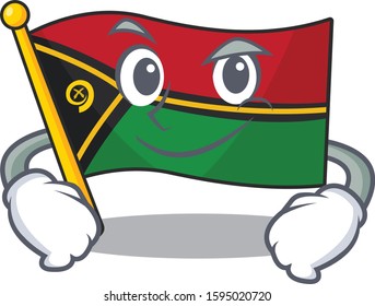 Cool flag vanuatu Scroll mascot character with Smirking face