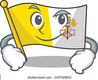 Cool flag vatican city Scroll mascot character with Smirking face