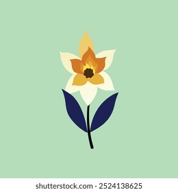 The "Cool Flame Daffodil" vector art illustration showcases a vibrant daffodil flower with striking flame-like petals, ideal for nature-inspired designs, floral patterns, and botanical-themed projects