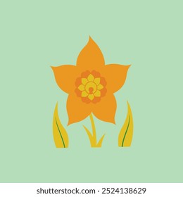 The "Cool Flame Daffodil" vector art illustration showcases a vibrant daffodil flower with striking flame-like petals, ideal for nature-inspired designs, floral patterns, and botanical-themed projects