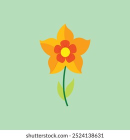 The "Cool Flame Daffodil" vector art illustration showcases a vibrant daffodil flower with striking flame-like petals, ideal for nature-inspired designs, floral patterns, and botanical-themed projects