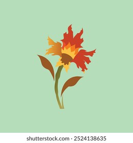 The "Cool Flame Daffodil" vector art illustration showcases a vibrant daffodil flower with striking flame-like petals, ideal for nature-inspired designs, floral patterns, and botanical-themed projects