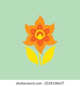 The "Cool Flame Daffodil" vector art illustration showcases a vibrant daffodil flower with striking flame-like petals, ideal for nature-inspired designs, floral patterns, and botanical-themed projects