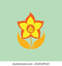 The "Cool Flame Daffodil" vector art illustration showcases a vibrant daffodil flower with striking flame-like petals, ideal for nature-inspired designs, floral patterns, and botanical-themed projects