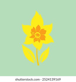 The "Cool Flame Daffodil" vector art illustration showcases a vibrant daffodil flower with striking flame-like petals, ideal for nature-inspired designs, floral patterns, and botanical-themed projects