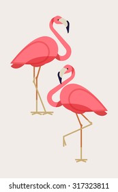 Cool flamingo decorative flat design element | Lovely flamingo vector illustration