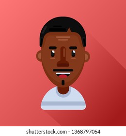 Cool flat avatar icon.  Positive african male character. Flat bright vector illustration