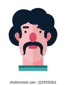 Cool flat avatar icon. Positive male character. Flat bright vector illustration face design character isolated on white background.  