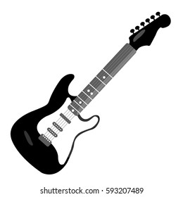 cool flat design electronic Guitar playing. Rock music vector. rock and roll icon illustration in white background