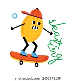 Cool flat sticker of a skating character 