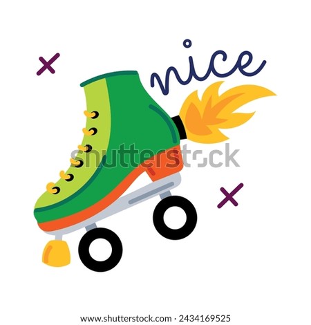 Cool flat style sticker of roller skating 