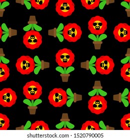 Cool Flower in pot pattern seamless. vector background 