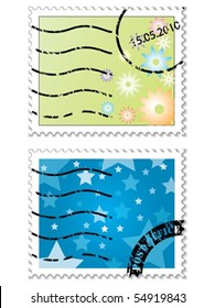 Cool flowers and stars stamp designs
