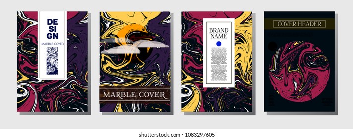 Cool Fluid Paint Cover Template. Formal Invitation, Trendy Marble Texture Pattern. VIP Corporate Identity, Fluid Paint Background. Luxury VIP Gift Certicifate Presentation Magazine Cover Design