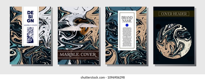 Cool Fluid Paint Cover Template. Trendy Invitation, Minimal Marble Texture Pattern. VIP Corporate Identity, Liquid Paint Background. Elegant Gift Certicifate Presentation, Magazine Cover Design