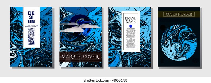 Cool Fluid Paint Cover Template. Trendy Invitation, Minimal Marble Texture Pattern. Corporate Identity, Liquid Paint Suminagashi. Glamour VIP Gift Certicifate Presentation Magazine Cover Design
