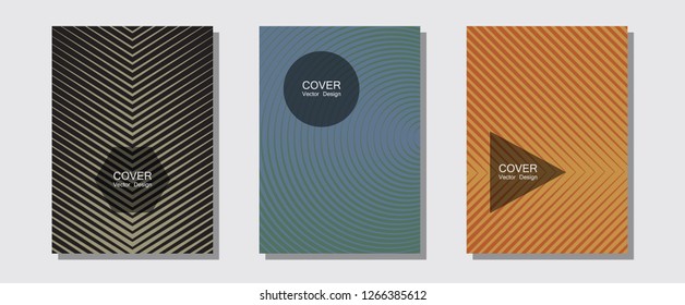 Cool flyers set, vector halftone poster backgrounds. Digital collection. Halftone lines music poster background. Technological formers. Geometric lines shapes patterns set for flyer design.