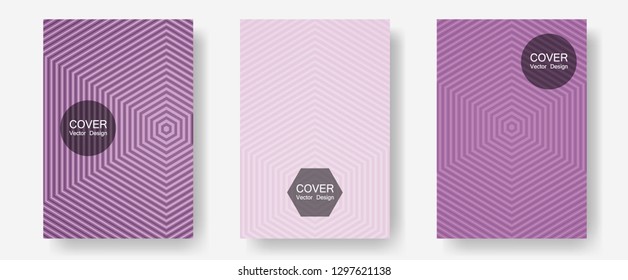 Cool flyers set, vector halftone poster backgrounds. Liner faded gradation. Halftone lines annual report templates. Hipster placards. Geometric lines shapes patterns set for flyer design.