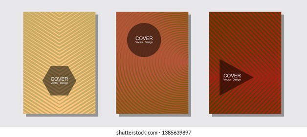 Cool flyers set, vector halftone poster backgrounds. Educational notepads. Halftone lines music poster background. Corporate catalogs. Geometric lines shapes patterns set for flyer design.