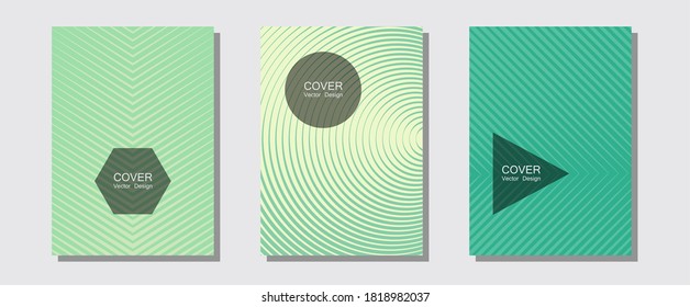 Cool flyers set, vector halftone poster backgrounds. Digital collection. Halftone lines music poster background. Future mockups samples. Geometric lines shapes patterns set for flyer design.