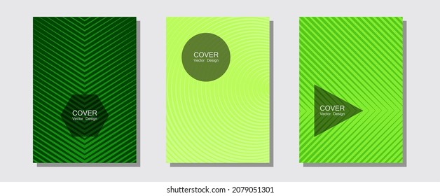 Cool flyers set, vector halftone poster backgrounds. Minimalist geometry. Halftone lines music poster background. Minimalistic journals. Geometric lines shapes patterns set for flyer design.