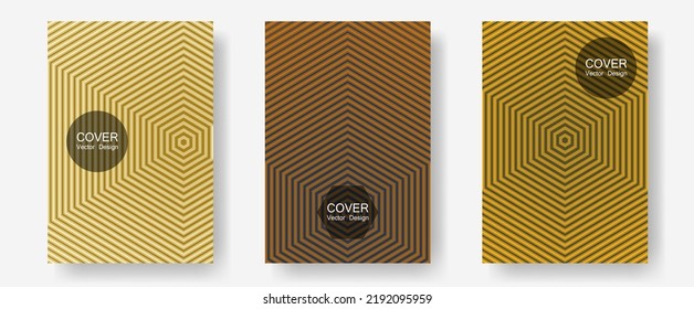 Juego de volantes fríos, fondos de afiches vectoriales de medio tono. Colección digital. Plantillas de informes anuales de líneas de semitono. Páginas de impresión elegantes. Patrones de formas de líneas geométricas establecidos para el diseño de volante.