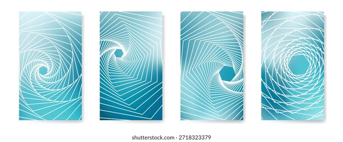 Conjunto de volantes frescos, fondos de póster de semitono de Vector. Cuadernos educativos. Líneas de semitono Plantillas de informe anual. Cuadernos mínimos. Líneas geométricas Formas patrones establecidos para el diseño de volantes.