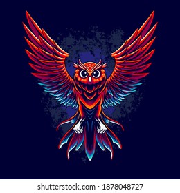 cool flying owl vector illustration