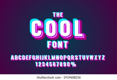 Cool Font Set Sammlung, Buchstaben und Zahlen Symbol. Vektorgrafik