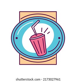 cool food drink label icon isolated