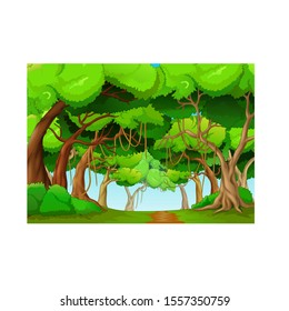 Cool Forest Landscape View Cartoon for your design