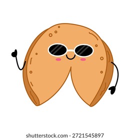 Personaje fresco de la galleta de la fortuna con la ilustración de las gafas de sol