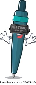 cool fountain pen Scroll character using Virtual reality headset