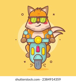 cool fox animal character mascot riding scooter motorcycle isolated cartoon in flat style design