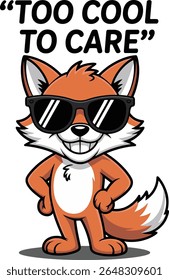 Cool fox character wearing sunglasses. Too cool to care attitude design illustration cartoon animal