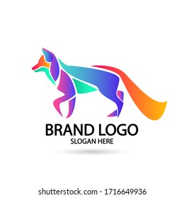 Cool Fox Logo in gradient style. For modern Business company brand logo design vector illustration.
