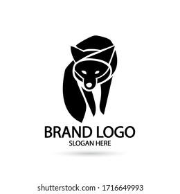 Cool Fox Logo in silhouette black and white style. For modern Business company brand logo design vector illustration.
