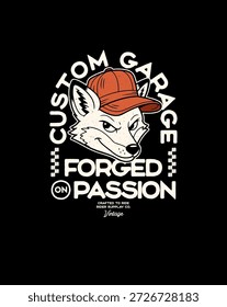 Cool Fox vestindo um chapéu personalizado garagem forjado no projeto da paixão
