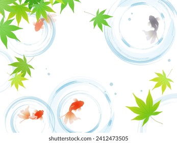 Cool frame background of blue maple and goldfish