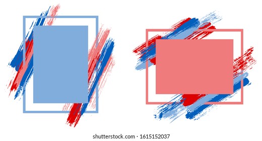 Cool frames with paint brush strokes vector collection. Box borders with painted brushstrokes backgrounds. Advertising graphics design empty frame templates for banners, flyers, posters, cards.