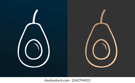 cool and fresh avocado simple shape with a gold and white texture