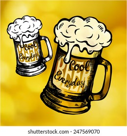 Cool fresh beer mag-model for design of gift packs, patterns fabric, wallpaper, web sites, etc.