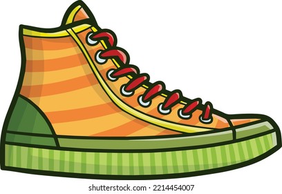 Cool and fresh orange green sneaker cartoon character