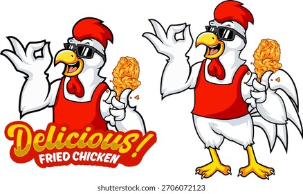 Mascota fría del cocinero del pollo frito que sostiene el Drumstick crujiente
