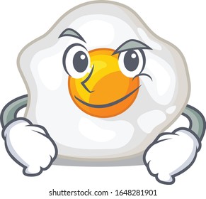 Enfriado personaje de mascota de huevo frito con cara sonriente