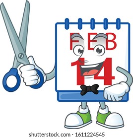 Cool friendly barber 14th valentine calendar cartoon character style
