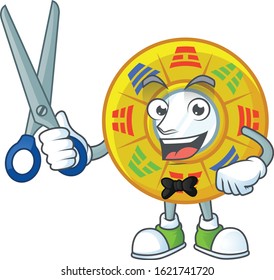 Cool friendly barber chinese circle feng shui cartoon character style